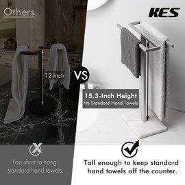 KES Hand Towel Rack Stand with Marble Base, Towel Rack Free Standing Hand Towel Holder for Bathroom Countertop S-Shape SUS304 Stainless Steel Polished Finished, BTH223