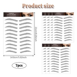 AWAVM 7Sheets/77Pairs 4D Hair-Like Eyebrow Tattoo Stickers - Waterproof, Long Lasting, Perfect for Women and Girls (Black-07)