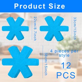 Pack of 12 Pan Protectors, Pan Protector, Stacking Protection, Pot Protection, 3 Different Sizes, Felt Pan Protector, Adjustable Non-Slip Thermal Insulation Mat, for Pans Pots Bowls Protection Against