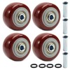 Juvielich 4Pcs 2.5 Inch Push Cart Wheels, Red PU Caster