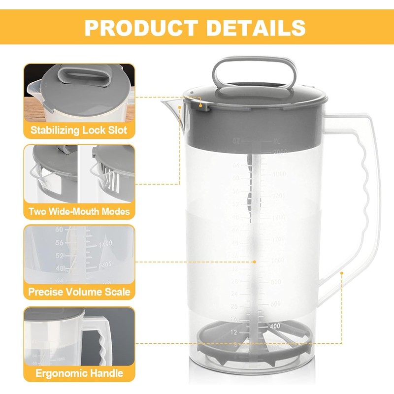 WUWFKUI Mixing Pitcher for Drinks, 2 Quart/ 64oz Plastic Water