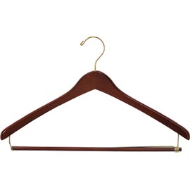 Premium Wooden Suit Hangers 25 Pack, Smooth Solid Wood Coat Hanger with Locking Bar Walnut Finish