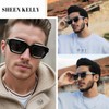 SHEEN KELLY Retro Thick Hexagon Sunglasses Men Women Trendy Oversized