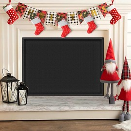 CADARA Fireplace Blocker Blanket Stops Heat Loss, Magnetic Fireplace Draft Stopper, Indoor Fire Place Draft Cover with Hook and Loop Tapes, Cold Air Blocker Save Energy, Black 39" W x 28" H