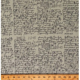 Riley Blake Cotton Art Journal Writing Scripts Words Gray Fabric Print by Yard D582.90