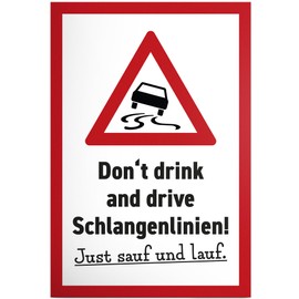 DankeDir! Don't Drink & Drive Snake Lines Sign 30 x 20 cm Funny Saying Birthday Gift Party Decoration Gift Idea Birthday Decoration Party Alcohol JGA Gift