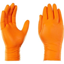[THE BEST IN PERSONAL SECURITY PRO ART EST 1979] [Black and Orange 2 Colors] Nitrile Rubber Gloves 50 Pieces Diamond Grip Thick 0.25mm Rubber Gloves S/M/L/XL Sizes Powder-Free Refill Vacuum Packaging