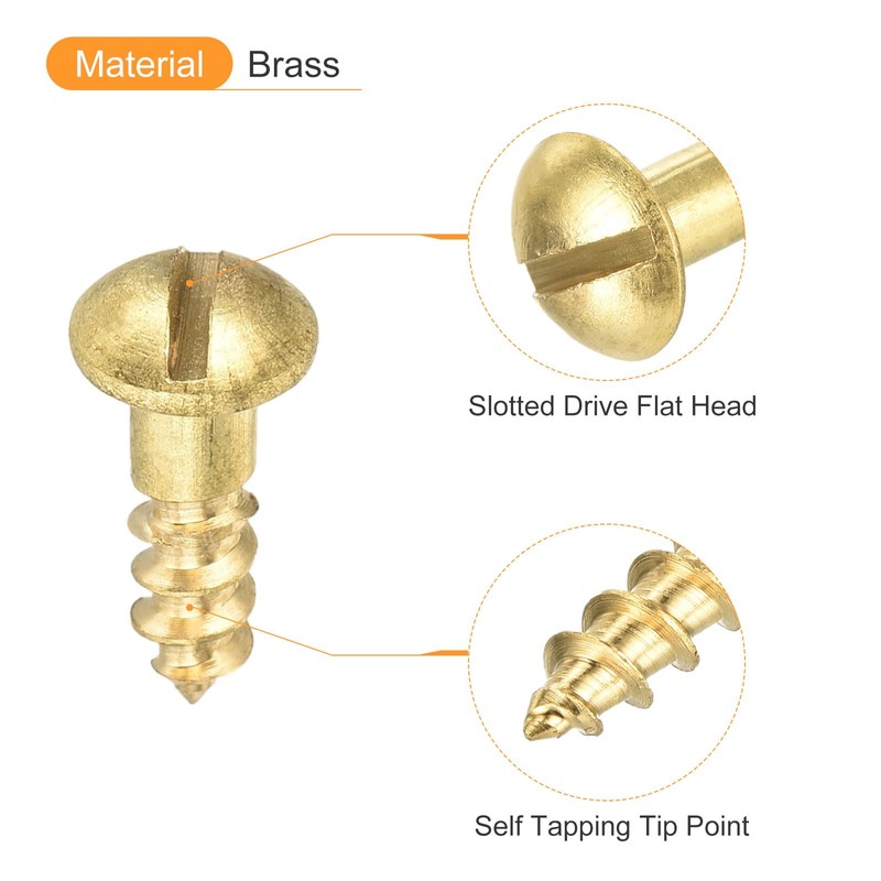 sourcing map Wood Screws M3.5 x 12mm Slotted Round Head