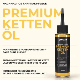Greaze Premium Chain Oil 100 ml - Sustainable Chain Care for Your Bike - Bicycle Chain Oil with Long-Lasting Lubrication for Rear Derailleur and Chain (Premium Chain Oil)
