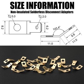Hicarer 25 Pcs Solderless Quick Disconnect Adapters Non Insulated Wire Connectors,1/4" Male Tab, #10 Stud Brass Male Spade Adapters Brass Copper Wire Connectors Ring Crimp Electrical Supply