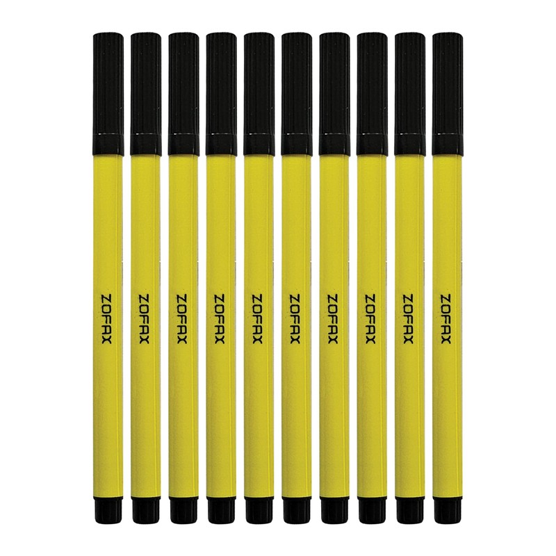 ZOFAX Felto Felt Tip Colouring Pens, BLACK, Fine Point, Pack
