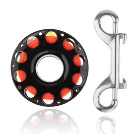 100FT Scuba Diving Reel Large Scuba Spool Finger Reel with Double-Ended Bolt Snap Clip for Underwater Scuba Diving Snorkeling Spearfishing