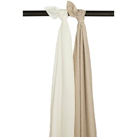 Meyco Baby Uni Swaddle Offwhite/Sand 120 x 120 cm Pack of 2