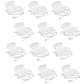 12 Pcs Hair Curler Claw Clips Heat-Resistant Plastic Roller Clips for Heated Hot Rollers, Hair Curlers & Styling Tools Women/Girls, Salon/Home Use, White Replacement Claws & Hairs Rollers with Clip