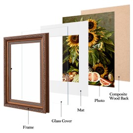 eletecpro 5x7 Picture Frames Set of 4, Vintage Photo Frames with Real Glass, Displays 4x6 Photo with Mat or 5x7 without Mat for Tabletop or Wall Decor, Bronze