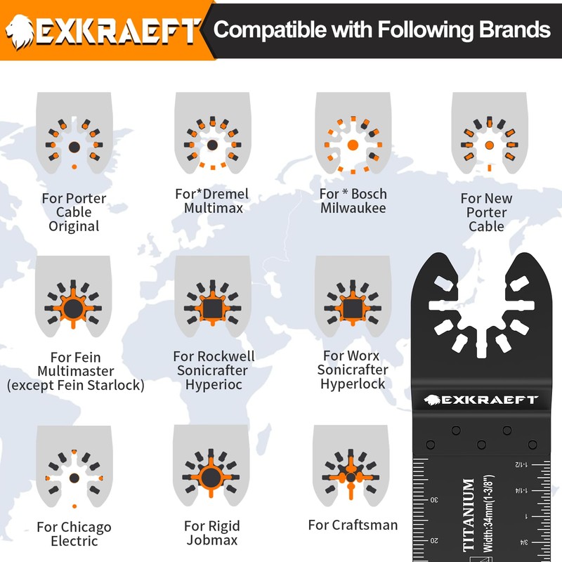 136 PCS Oscillating Tool Blade, Multi Tool Blades Kits with