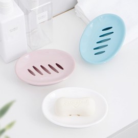 Soap Holder Soap Storage Rack Plastic soap Dish 2-Pack Soap Dish with Drain Soap Holder Easy Cleaning Soap Saver Dry Stop Mushy Soap Tray for Shower Bathroom White