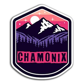 2 x 10cm Chamonix Mountain Vinyl Stickers - Travel Sticker Laptop Luggage #23654 (10cm Tall)