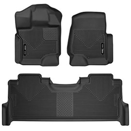 Husky Liners X-act Contour Series | Front & 2nd Seat Floor Liners - Black | 53388 | Fits 2017-2022 Ford F-250/F-350, 2017 & 2021-2022 Ford F-450 Super Duty Crew Cab w/ Factory Storage Box 3 Pcs