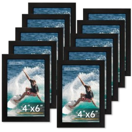 FIXSMITH 4x6 Picture Frame Set of 10, 4x6 Photo Frames Bulk with HD Plexiglas...