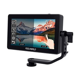 FEELWORLD F6 Plus 5.5 inch DSLR Camera Field Touch Screen Monitor Small Full HD 1920x1080 IPS Video Peaking Focus Assist 4K HDMI DC Input Output Include Tilt Arm with HDR 3D Lut