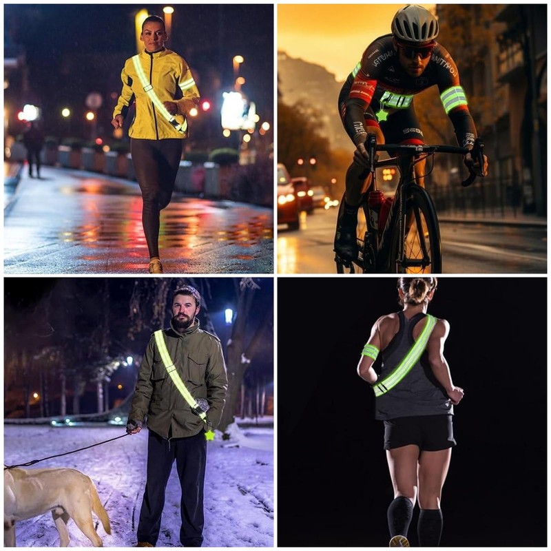NICKLIN Reflective Strips Adjustable,7Pcs High Visibility Reflective Gear Set,Reflector Belts