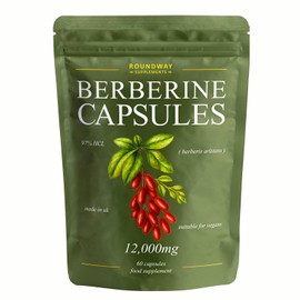 Berberine 12000mg High Strength | 97% HCL Berberine Supplement | 60 Capsules, 1 Month Supply | Made in the UK by Roundway Supplements