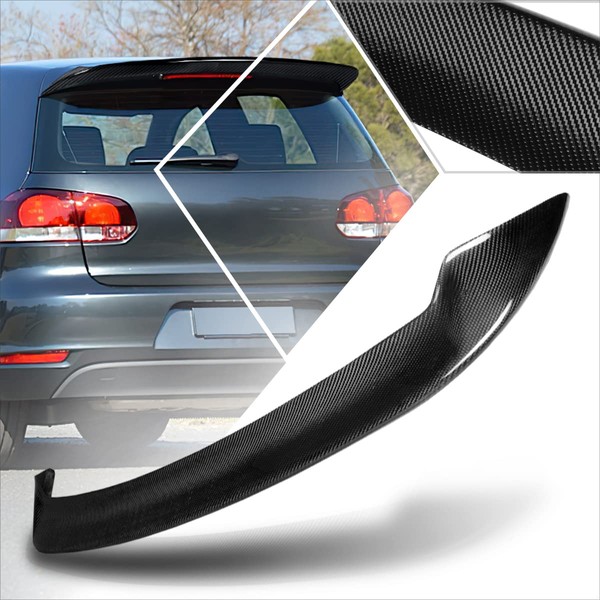 Black Carbon Fiber Rear Window Roof Spoiler Compatible with 10-13