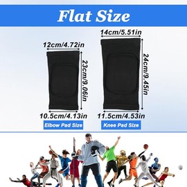 Volleyball Knee Pads and Elbow Brace Pads Set, Compression Breathable Arm and Knee Protection Sleeves with Soft Support Cushion for Men and Women Yoga