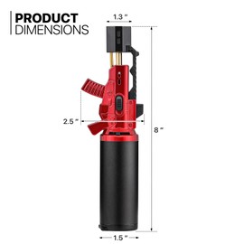 mollie Mini Butane Torch Lighter with Adjustable Flame, Small Refillable Kitchen Cooking Blow Torch for Creme Brulee, Windproof Baking Torch with Safety Lock, Red 2-Pack (Butane Gas Not Included)