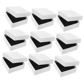 Beavorty 12 Pack Jewelry Boxes White Smooth Cardboard 7x7x3cm Small Jewelry Storage Cases Earring and Necklace Holders for Home or Shop