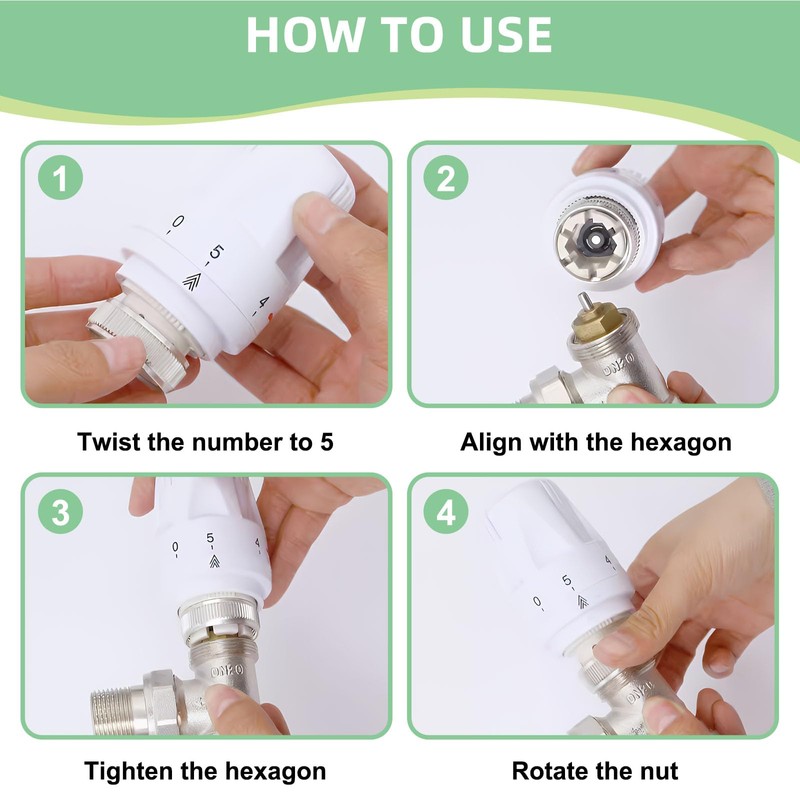 2 PCS Thermostatic Radiator Valve Head, M30 x 1.5 TRV