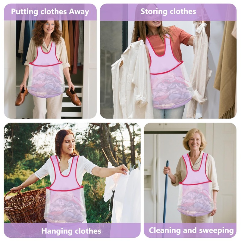 HAFRILY Portable Clothes Drying Apron Laundry Apron with Pouch Large