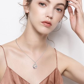 Love You Forever Necklace 925 Sterling Silver Crescent Moon Necklace Moon Roses Flowers Necklaces Pair Jewellery Gift for Women Girls, Sterling Silver, Cubic Zirconia