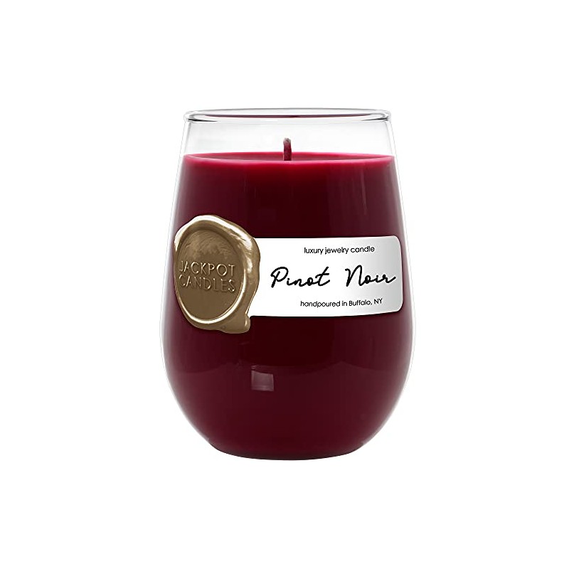 Jackpot Candles Pinot Noir Wine Glass Candle with Ring Inside