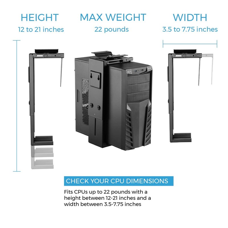 HumanCentric Adjustable Under Desk Computer Mount and Wall Mount, CPU