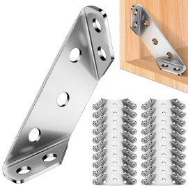 Pack of 20 Corner Connectors, Stainless Steel, Jeboler Corner Brackets, Triangle Support Angle Connectors, Metal Angle Brackets, Mounting Brackets, Furniture Building Corner Brackets, Wood Connectors,