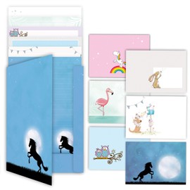 Writing Paper Set for Children with Envelopes DIN A4 60 Sheets Including 30 Envelopes and a Matching Folder / Writing Paper for Children with Lines - A Practical and Beautiful Gift for School