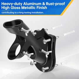 Flag Pole Holder, Anovo Flag Pole Brackets Mount Outside House Heavy-Duty Aluminum Metal Rust Proof Bracket 1" Inner Diameter 2 Positions with Hardwares for Outdoor Wall Mounting Porch(Black-2 Pack)