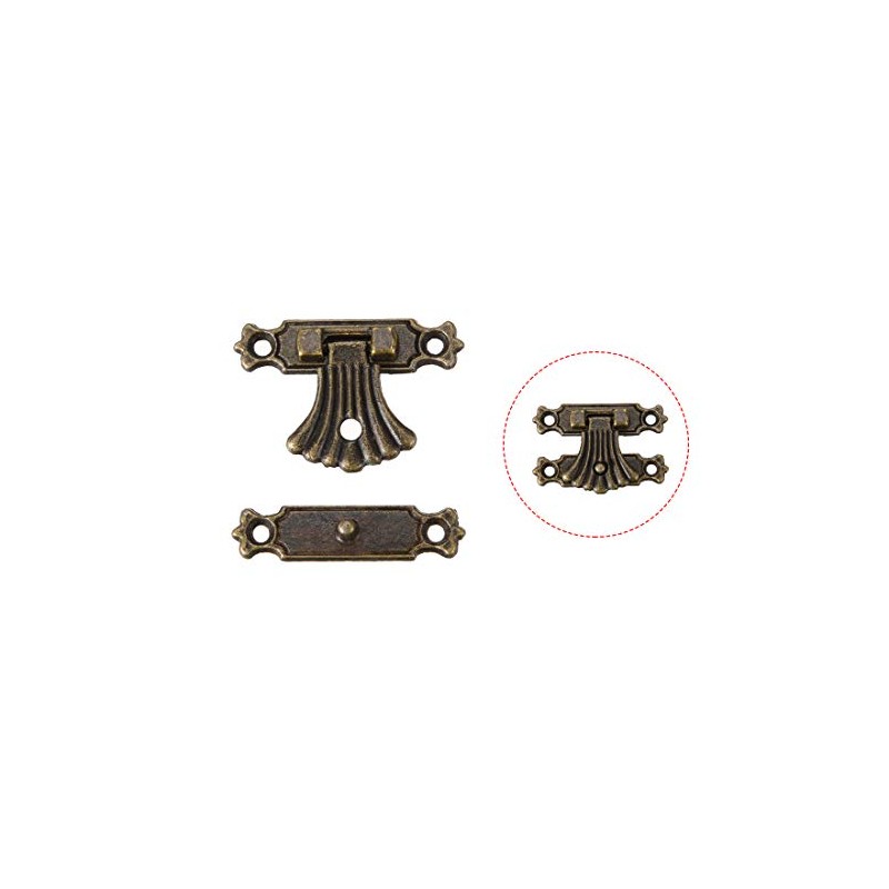 uxcell 2 Sets Wood Case Chest Box Rectangle Clasp Closure