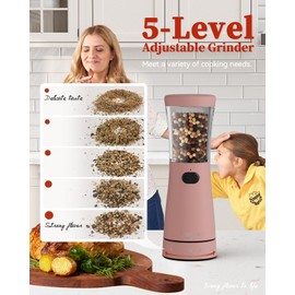 Electric Salt and Pepper Grinder, Stainless Steel Rechargeable Salt and Pepper Grinder Set with 4.5 oz Large Capacity, 1.8" Wide Mouth, Adjustable Coarseness, Ideal for Kitchen
