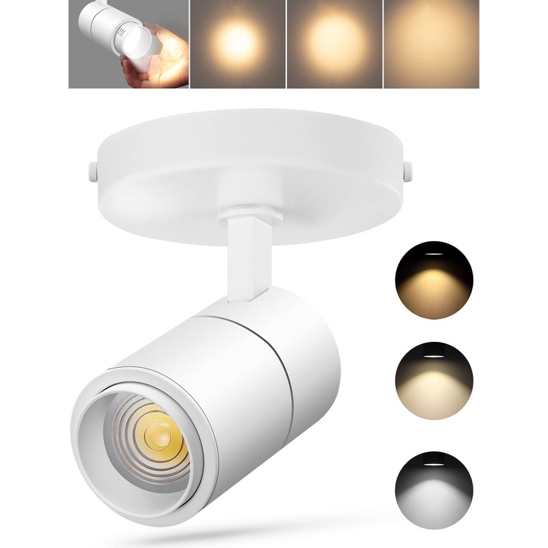 VANoopee 3-Color Zoomable LED Ceiling Spotlight Flush Mount Adjustable Spotlight