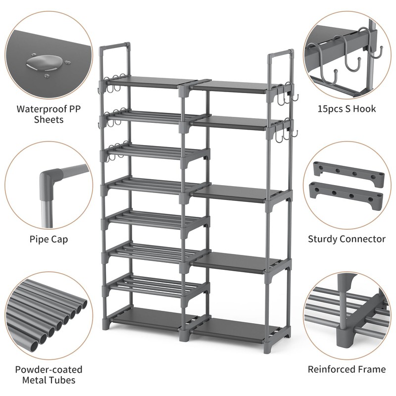 ROJASOP Shoe Rack, Shoe Storage Organizer for Closet Entryway Garage