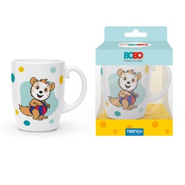 Trötsch BOBO Siebenschläfer Kindertasse blau Geschenktasse aus Porzellan: Kindergeschirr Tasse Porzellan Geschenk Geschenkidee Kinder Lieblingstasse