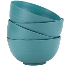 Unbreakable Wheat Straw Cereal Bowls Set of 4, 24 OZ Microwave and Dishwasher Safe Lightweight Soup and Salad Bowl Sets, Reusable Dessert Bowls for Rice, Pasta, Snack, Fruit, BPA Free (Dark Green)