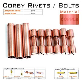 Globalwoods Knife Mounting Copper Hardware 6 Copper Rivets 3 Lanyard Tubes Knife Making Supply Parts