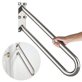 20 inch Stainless Steel Handrail for 1-3 Steps- 1.25" Tube, ZUEXT U Shaped Chrome Safety Grab Bar for Stairs, Wall Mounted Hand Railing for Outdoor Garage Interior Exterior Stairway