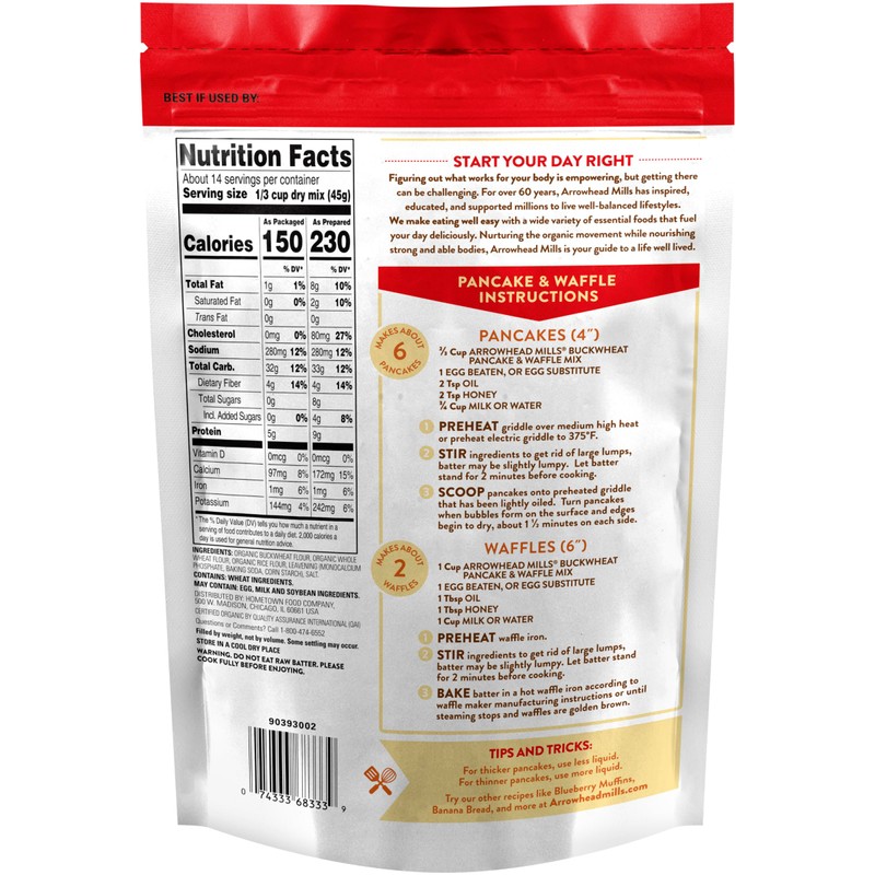 Arrowhead Mills Buckwheat Pancake & Waffle Mix, 22 oz Bag