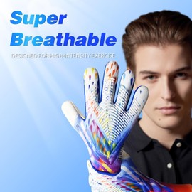 QUICARD Soccer Goalkeeper Gloves, Ultimate Grip Football Goalie Gloves with Size 6/7/8/9/10, Strong Receiver, American Football for Men, Boys, Youth, Adult, Kids (White, 8)