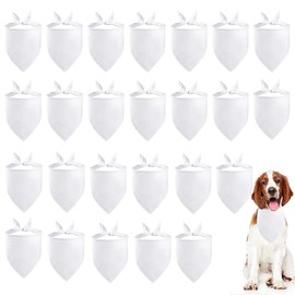 PET SHOW 50pcs Bulk Blank White Small Dog Bandanas Female Male Cat Puppies Bibs Washable Cotton Triangle Head Scarfs Wholesale Medium Dogs Bandana Boys Girls Photo Prop Grooming Accessories